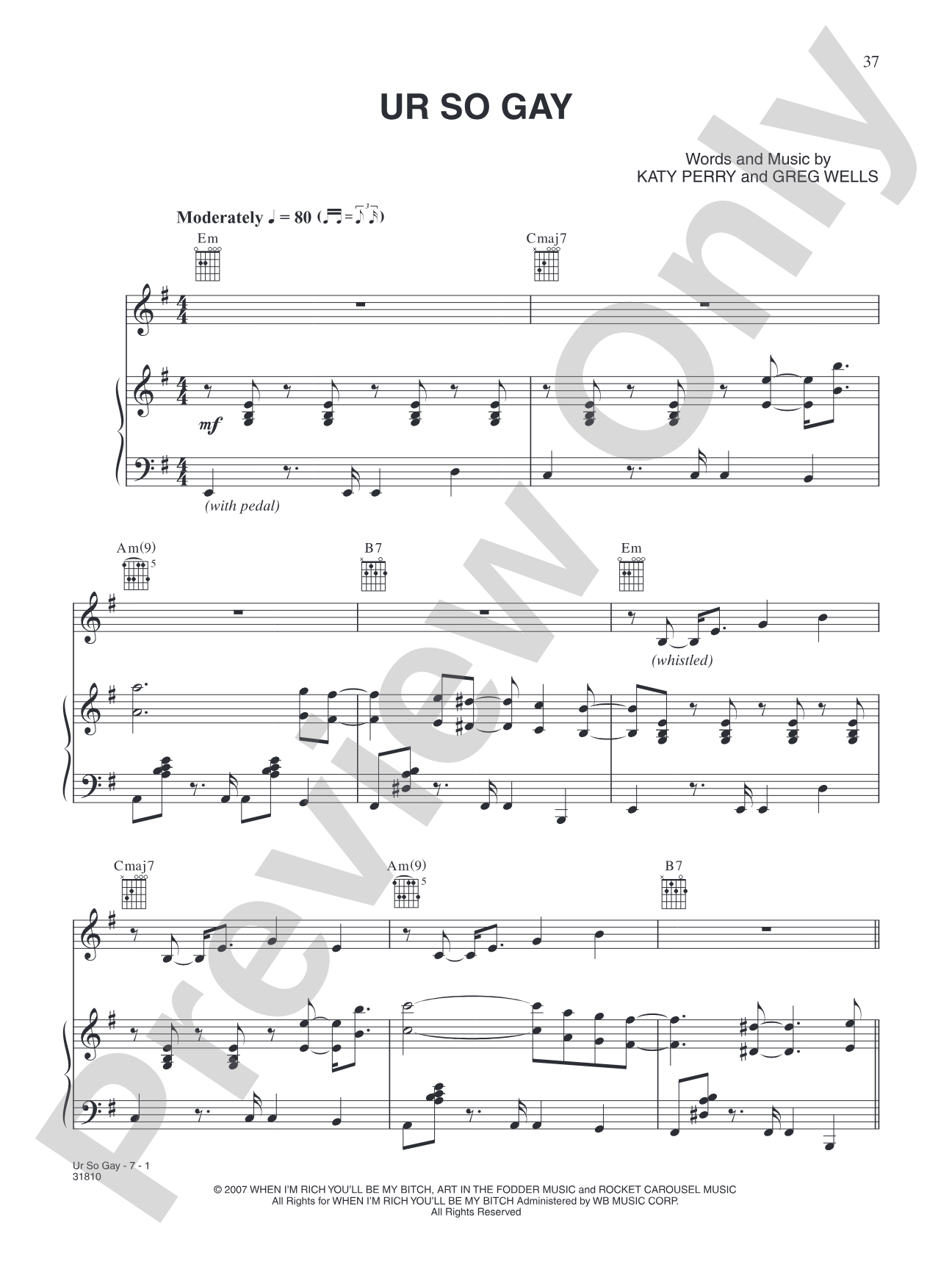 UR So Gay: Piano/Vocal/Chords
