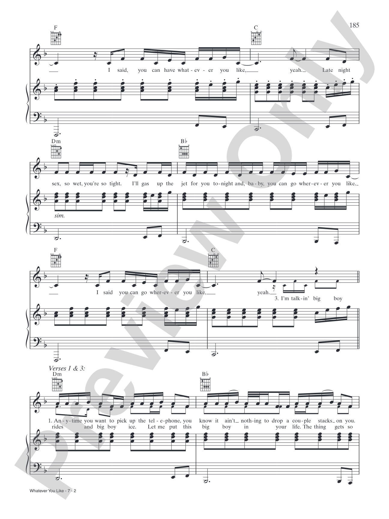 Whatever You Like: Piano/Vocal/Chords