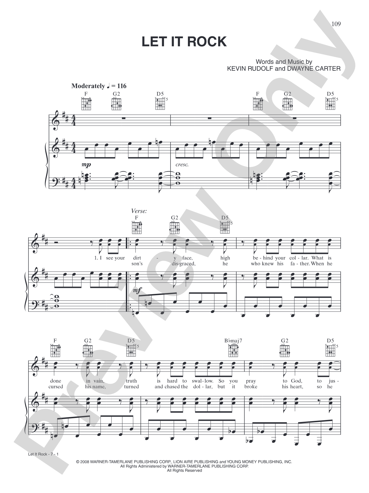 Let It Rock: Piano/Vocal/Chords