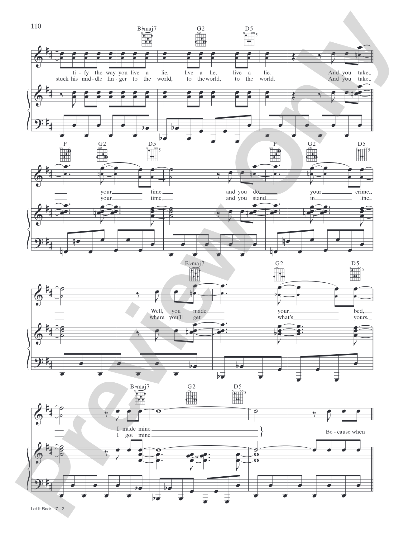 Let It Rock: Piano/Vocal/Chords