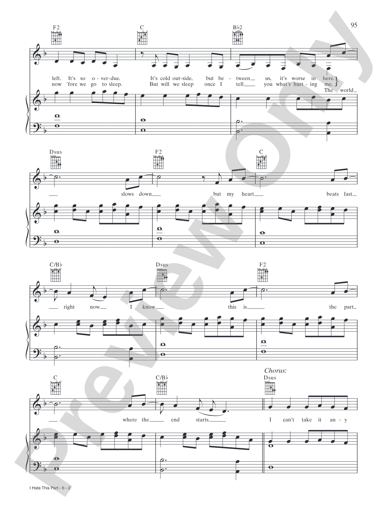 I Hate This Part: Piano/Vocal/Chords