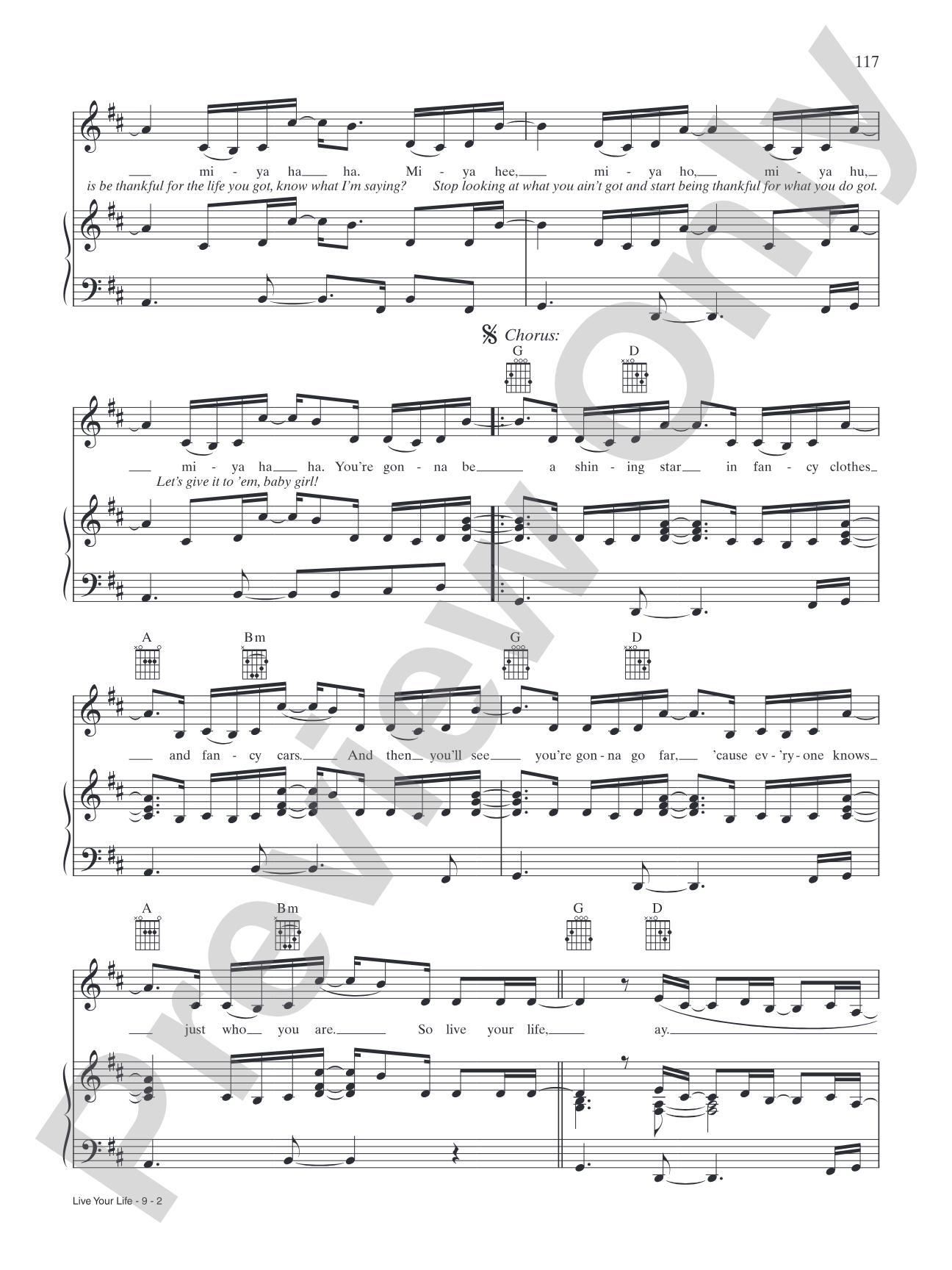 Live Your Life: Piano/Vocal/Chords