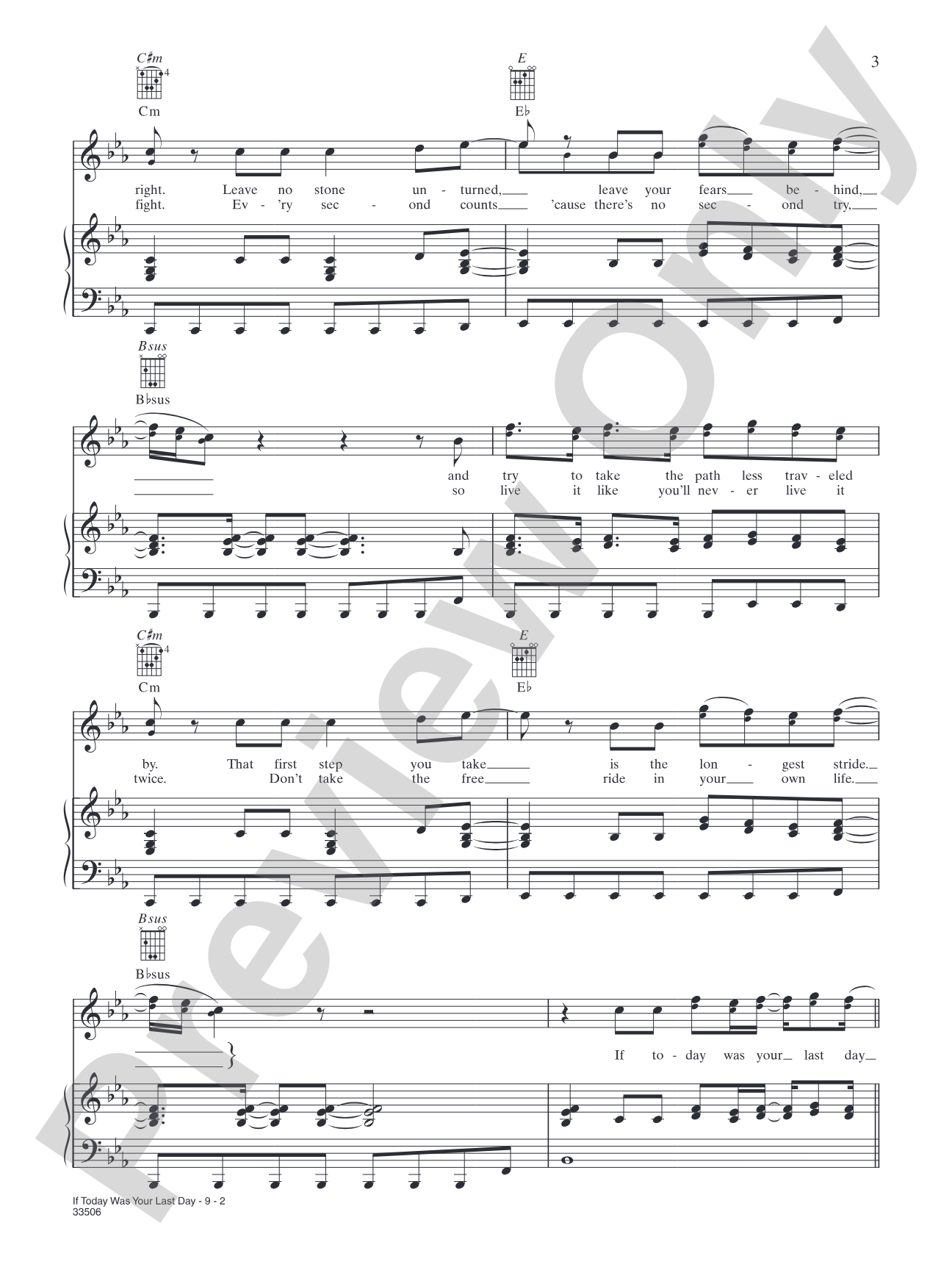 If Today Was Your Last Day: Piano/Vocal/Chords