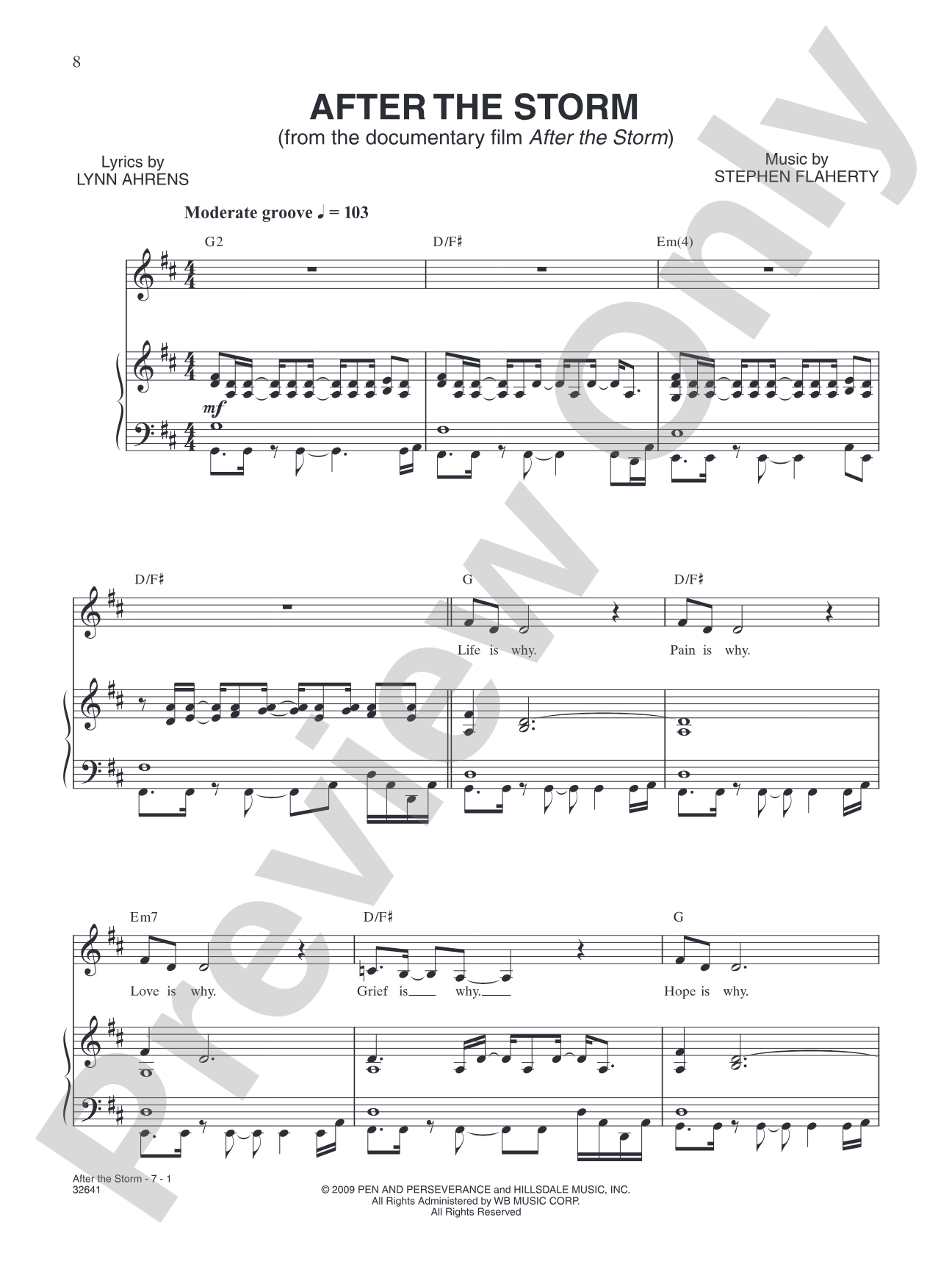 After the Storm: Piano/Vocal/Chords