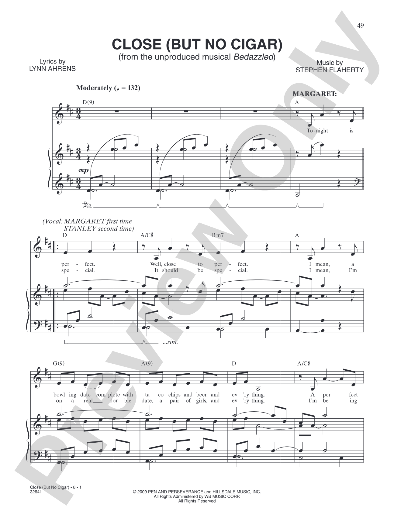 Close (but No Cigar): Piano/Vocal/Chords