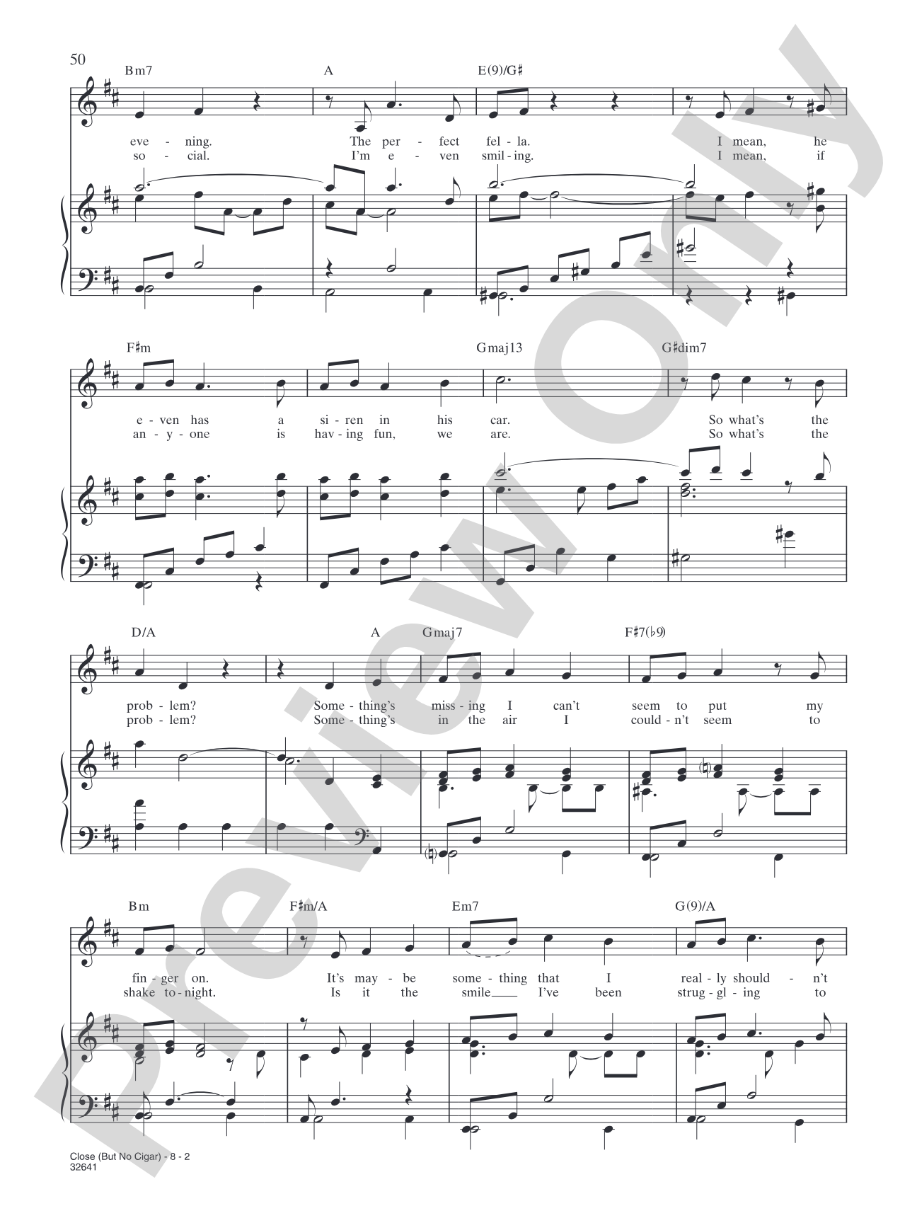 Close (but No Cigar): Piano/Vocal/Chords