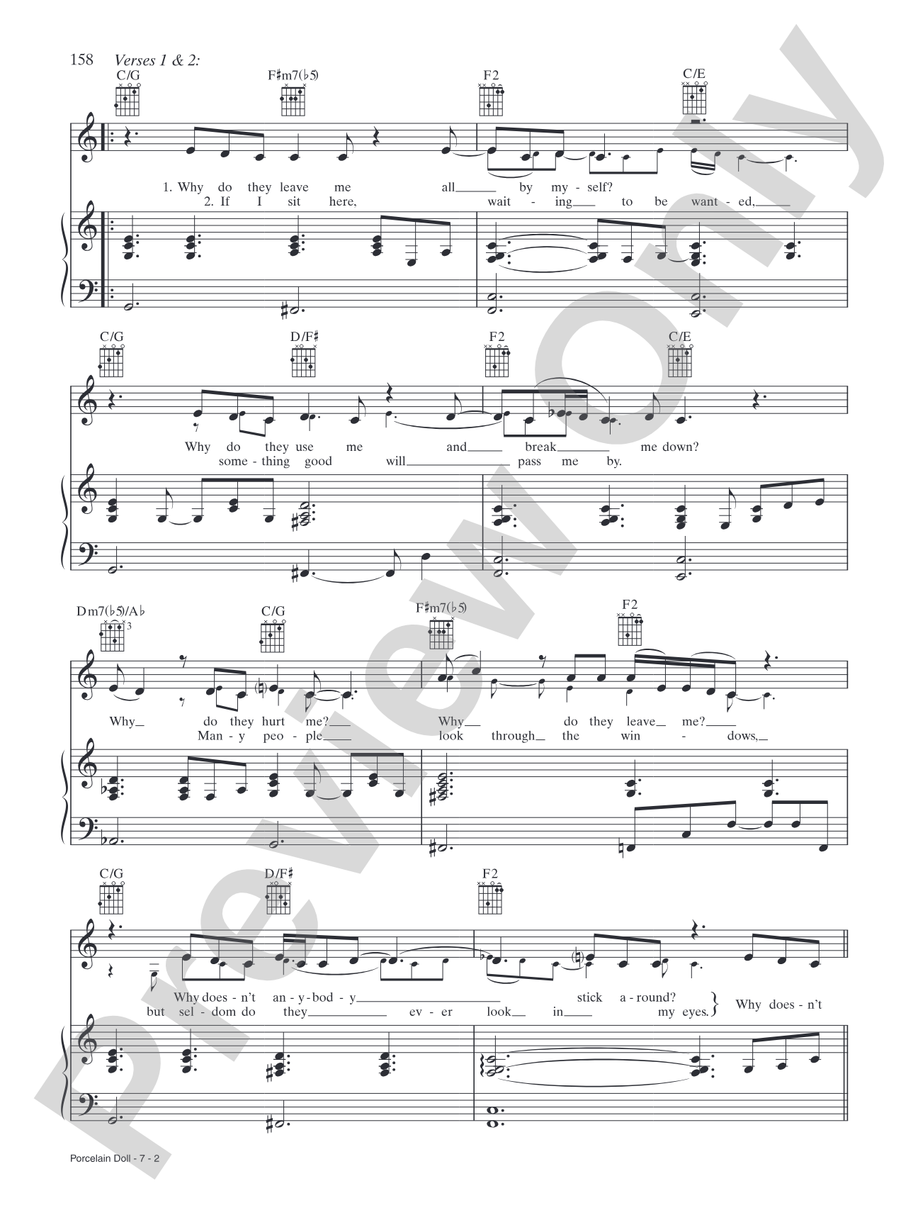 Porcelain Doll: Piano/Vocal/Chords