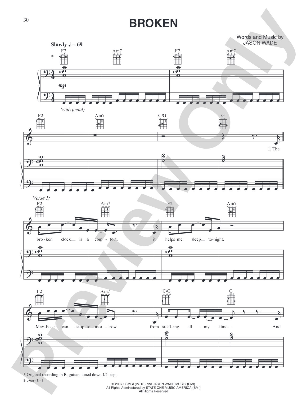 Broken: Piano/Vocal/Chords