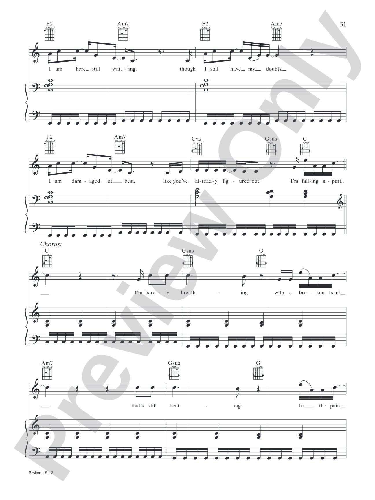 Broken: Piano/Vocal/Chords