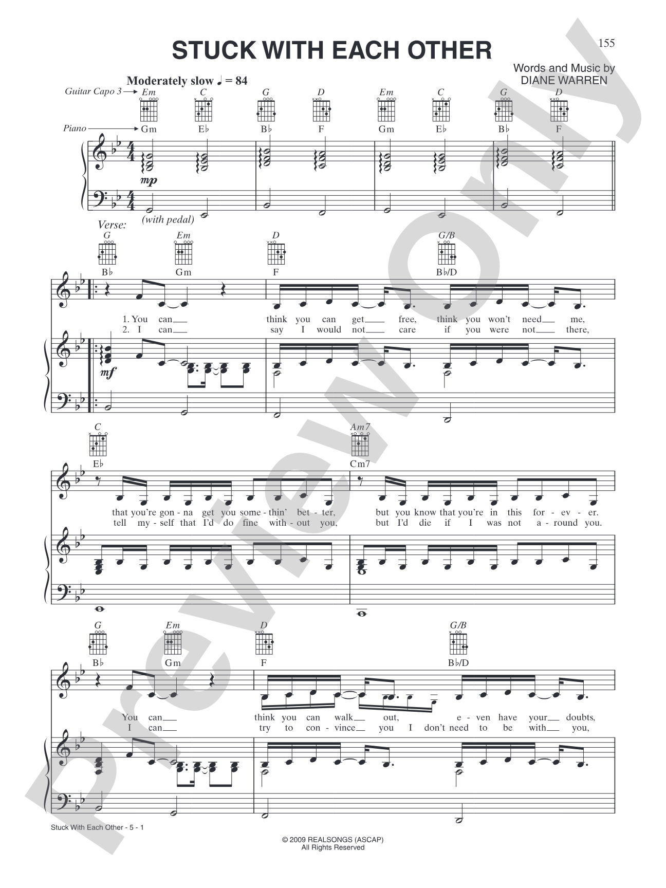 Stuck With Each Other: Piano/Vocal/Chords