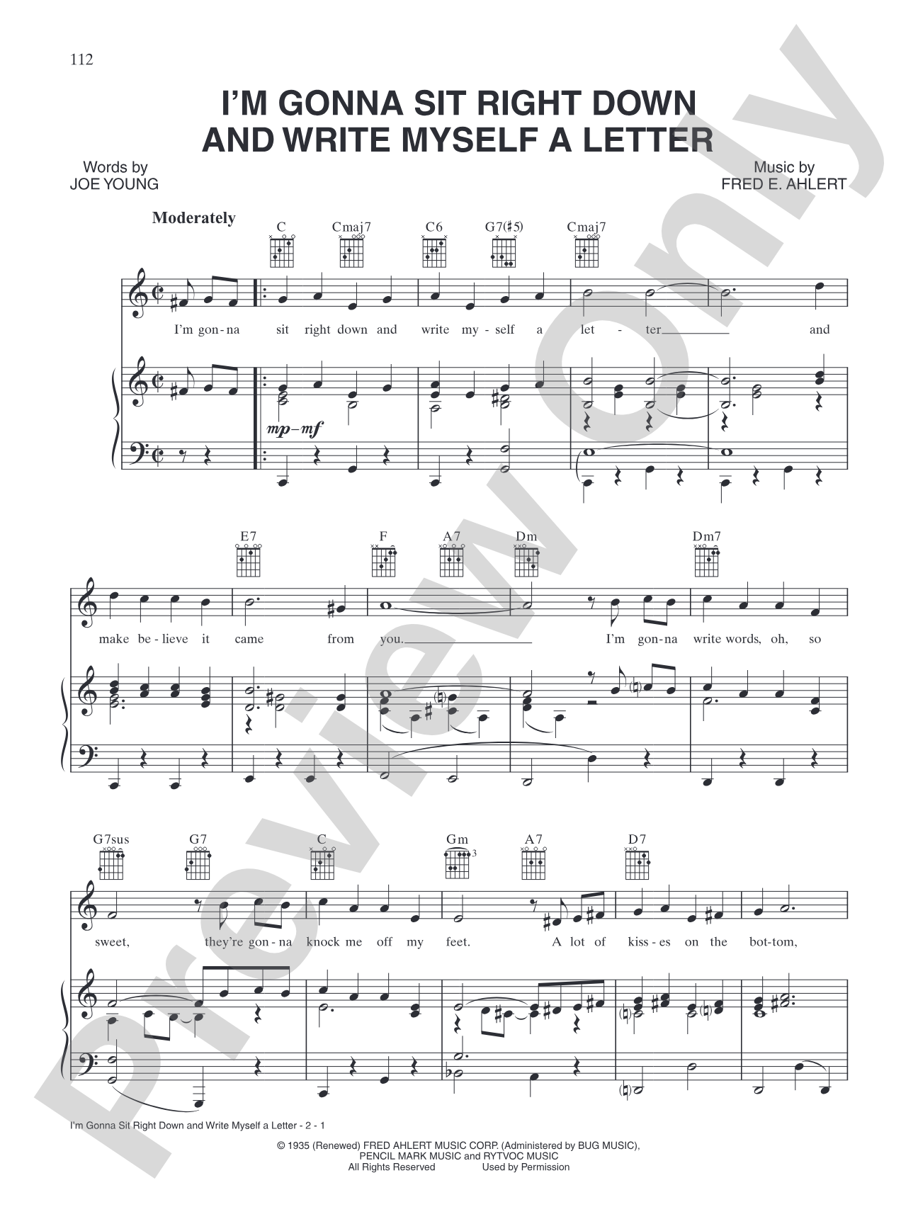 I'm Gonna Sit Right Down and Write Myself a Letter: Piano/Vocal/Chords