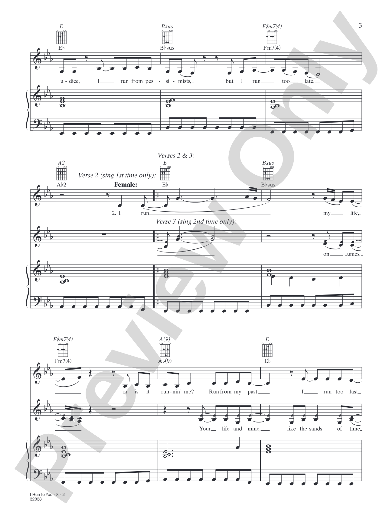 I Run to You: Piano/Vocal/Chords