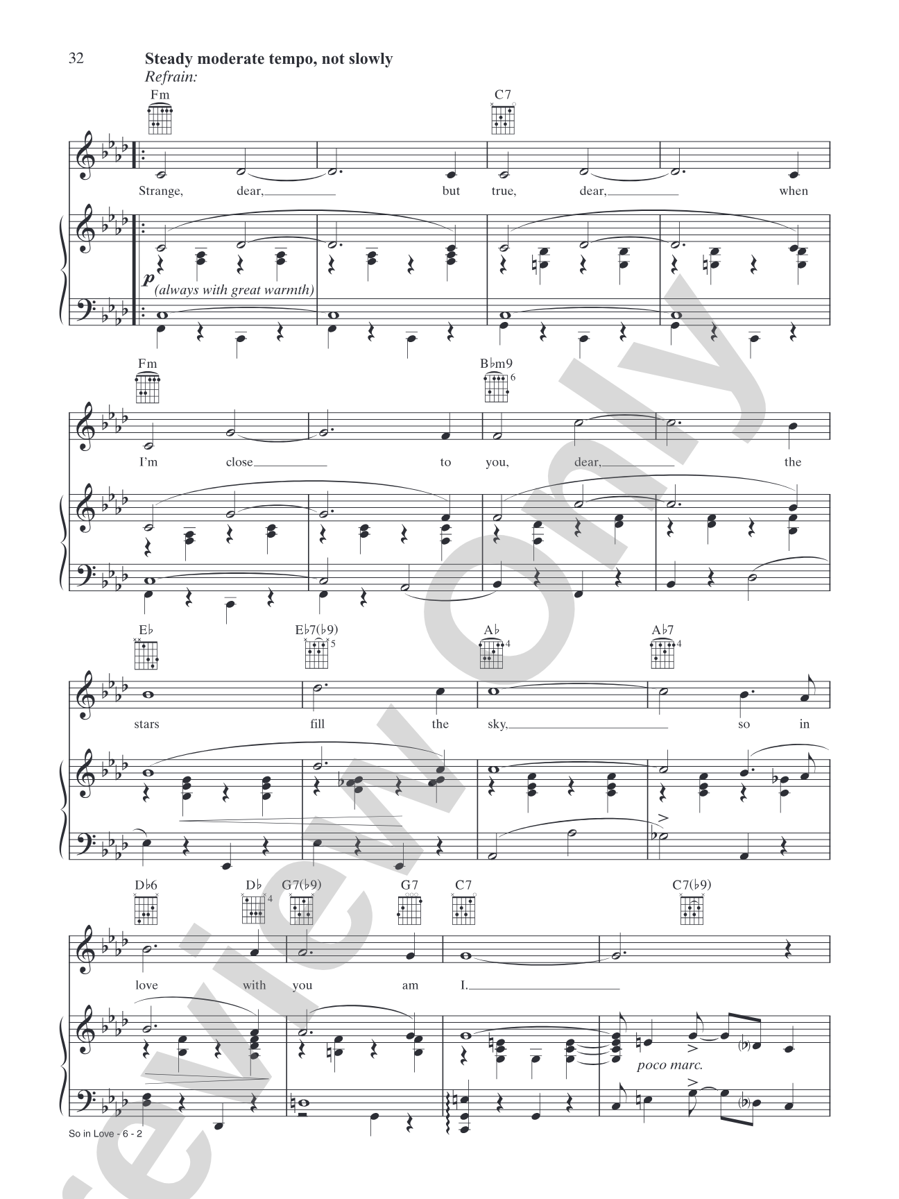 So In Love: Piano/Vocal/Chords