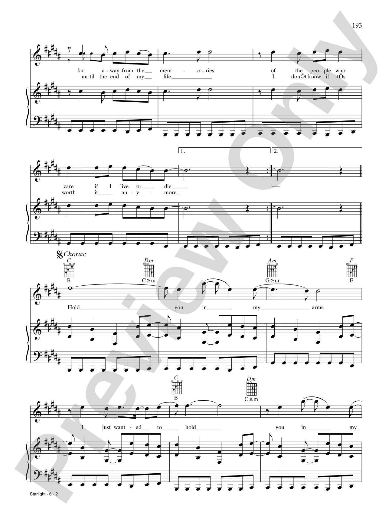 Starlight: Piano/Vocal/Chords