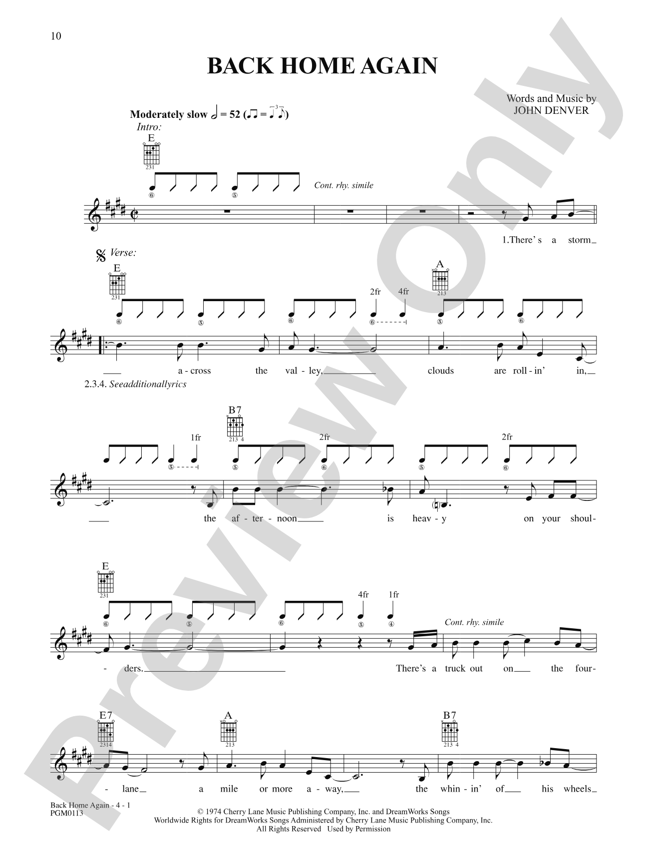 Back Home Again: Interm./Easy Guitar TAB