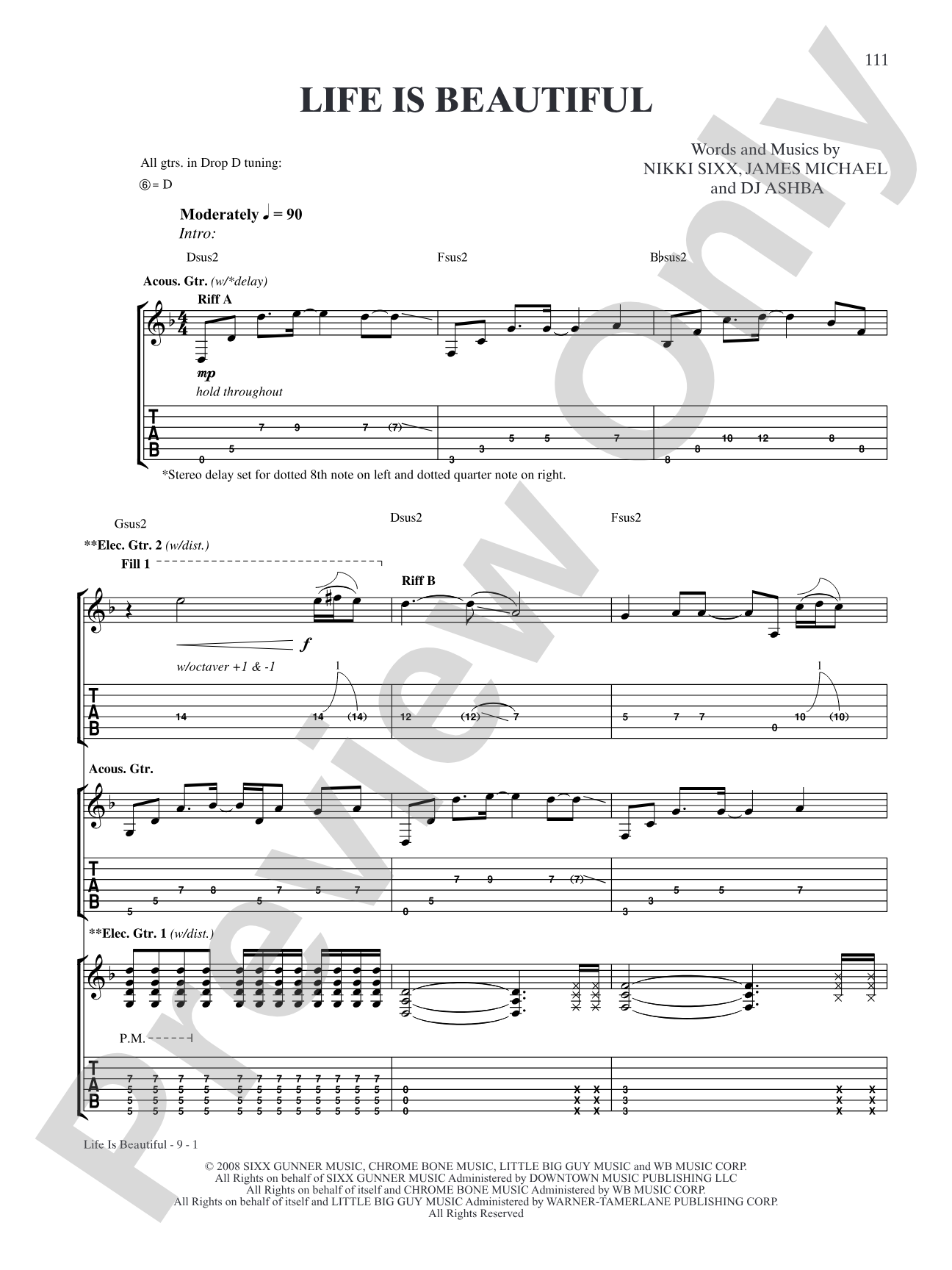 Life Is Beautiful: Authentic Guitar TAB