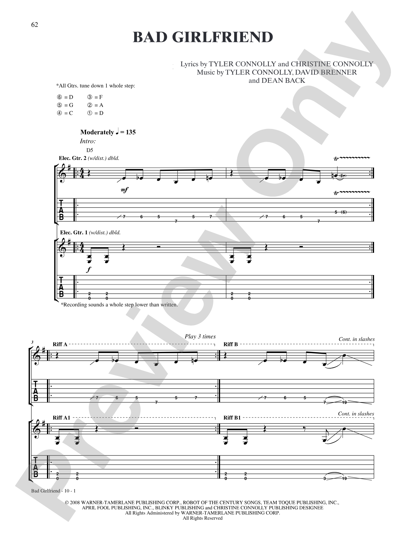 Bad Girlfriend: Authentic Guitar TAB