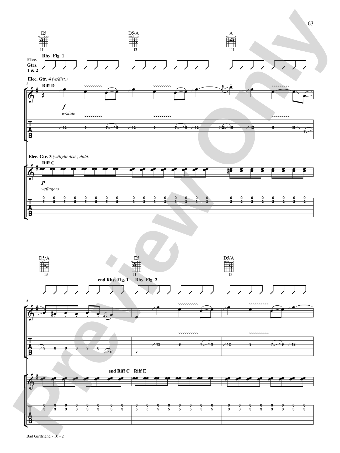 Bad Girlfriend: Authentic Guitar TAB