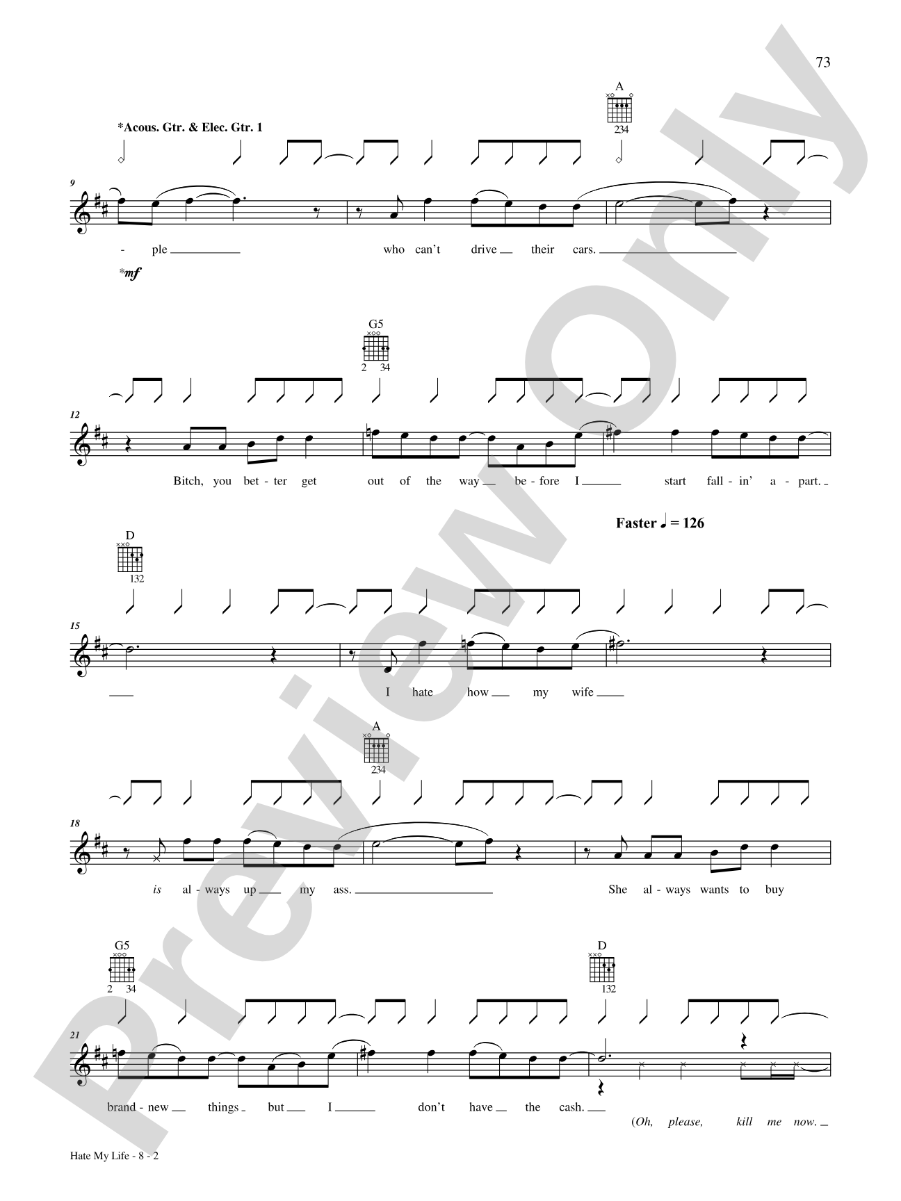 Hate My Life: Authentic Guitar TAB