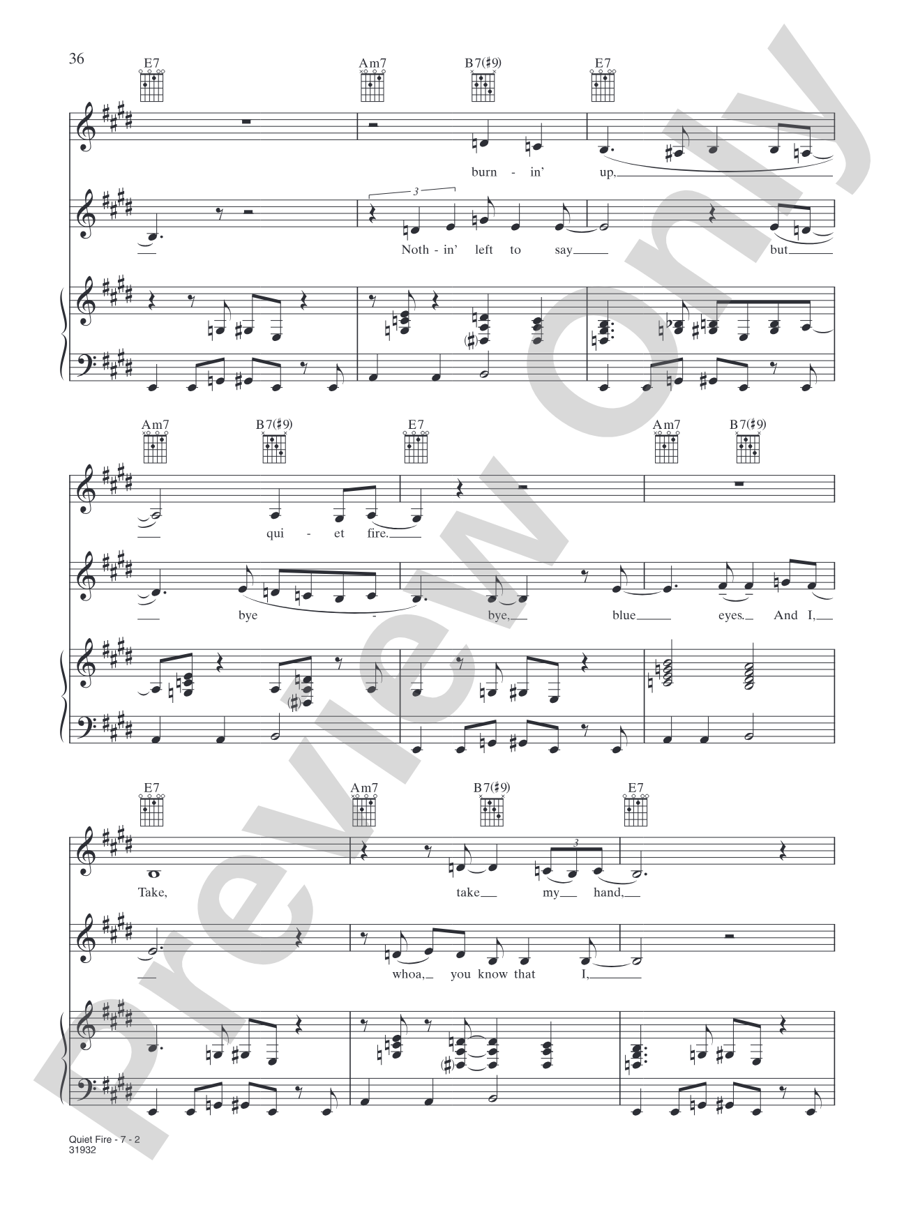 Quiet Fire: Piano/Vocal/Chords