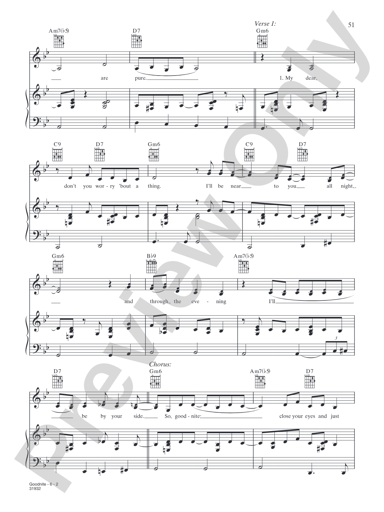 Goodnite: Piano/Vocal/Chords