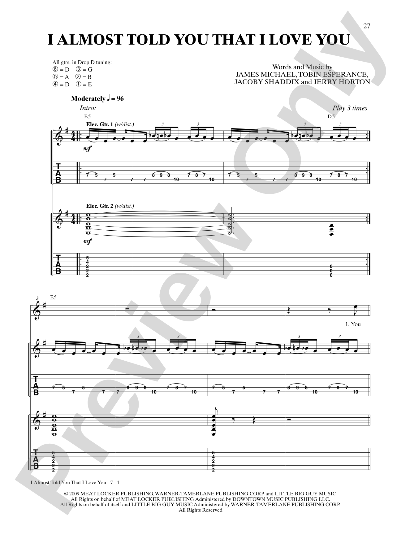 I Almost Told You That I Love You: Authentic Guitar TAB