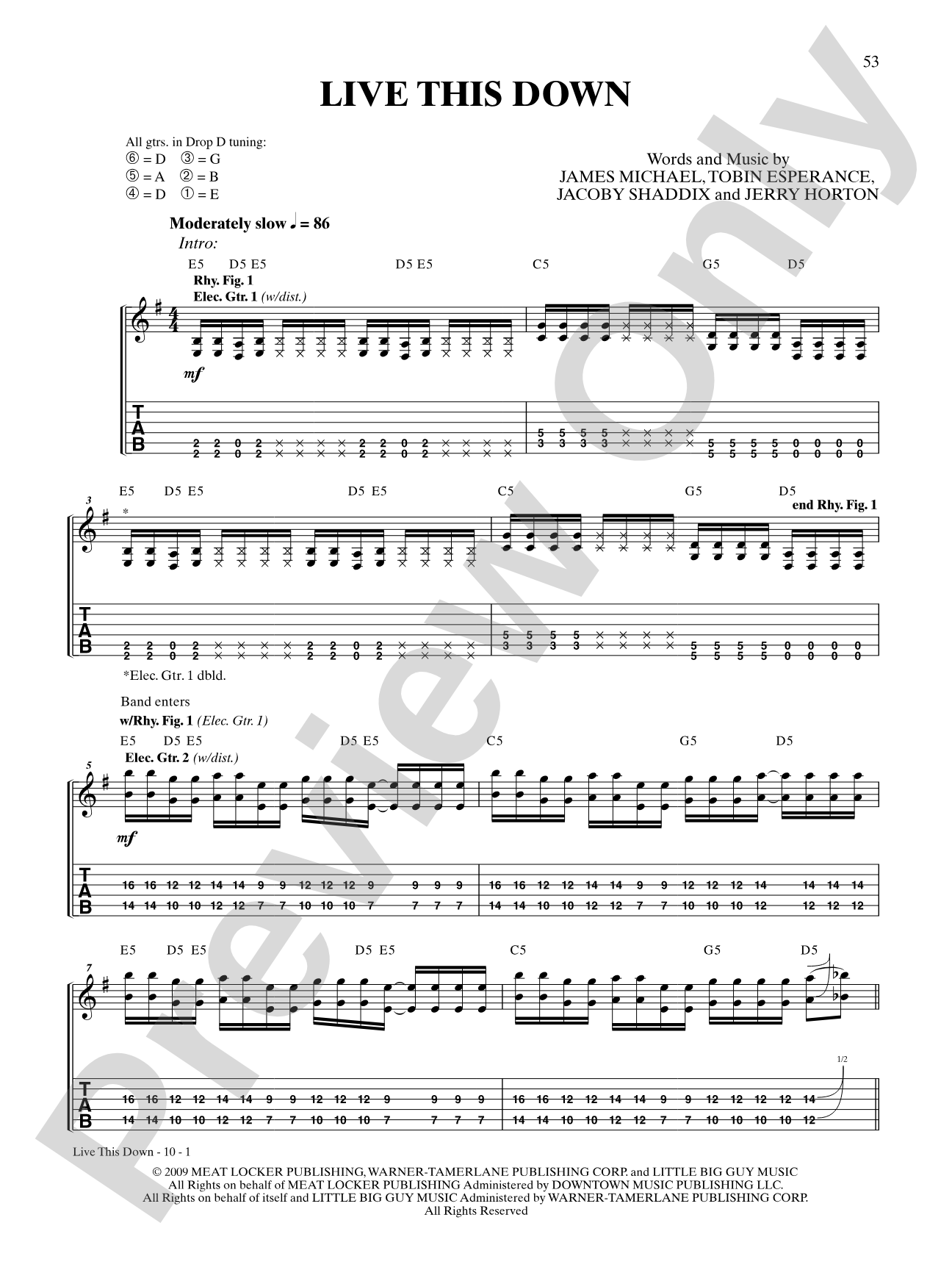 Live This Down: Authentic Guitar TAB
