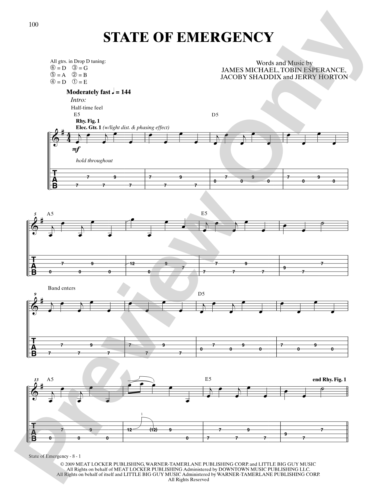 State of Emergency: Authentic Guitar TAB