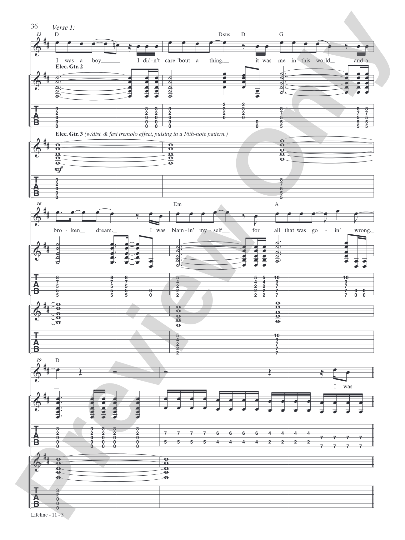 Lifeline: Authentic Guitar TAB