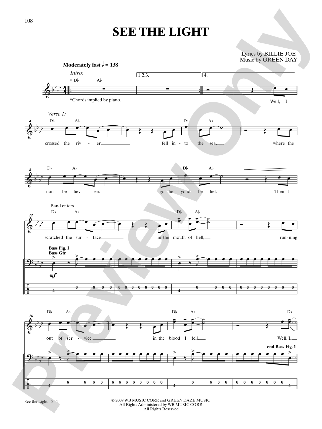 See the Light: Bass TAB