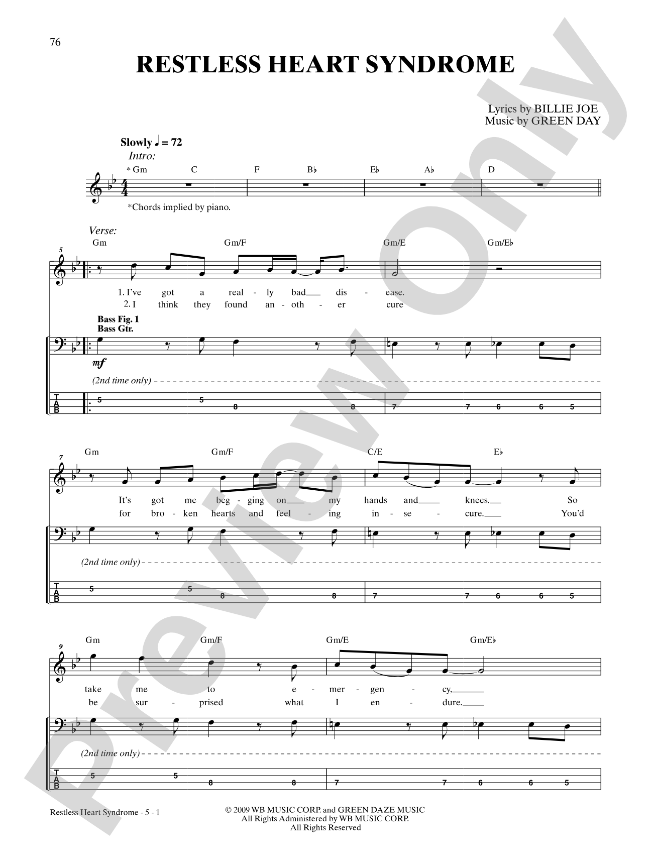 Restless Heart Syndrome: Bass TAB