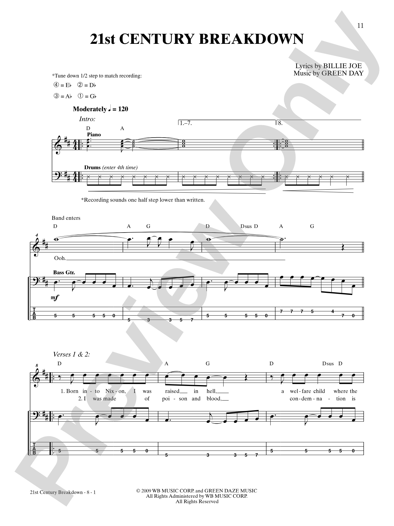 21st Century Breakdown: Bass TAB