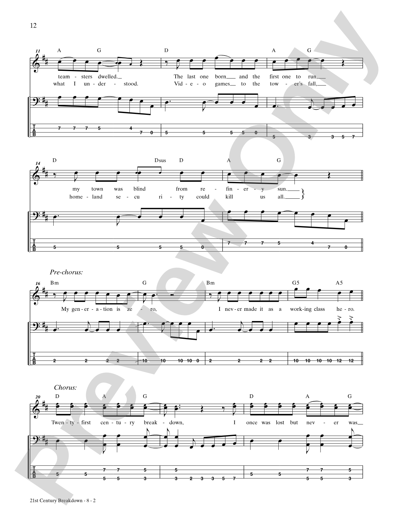 21st Century Breakdown: Bass TAB
