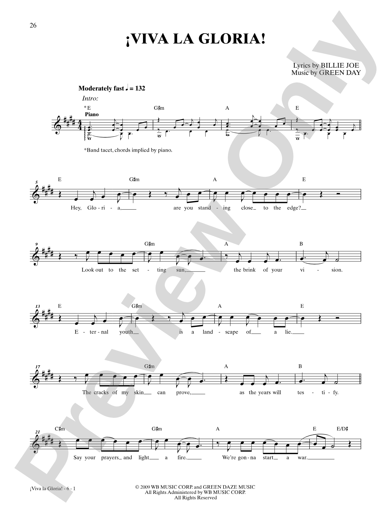 ¡Viva La Gloria!: Bass TAB
