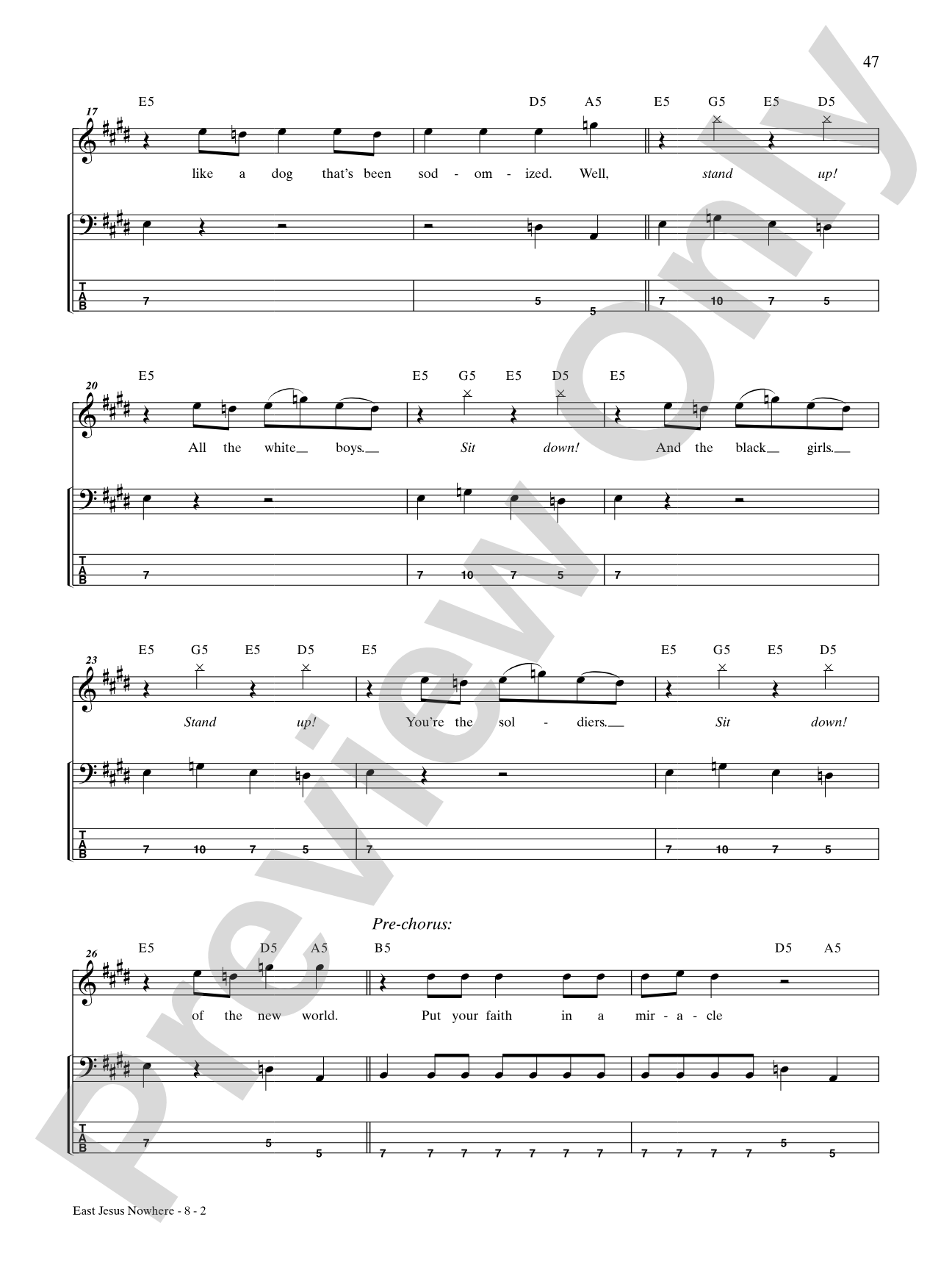 East Jesus Nowhere: Bass TAB