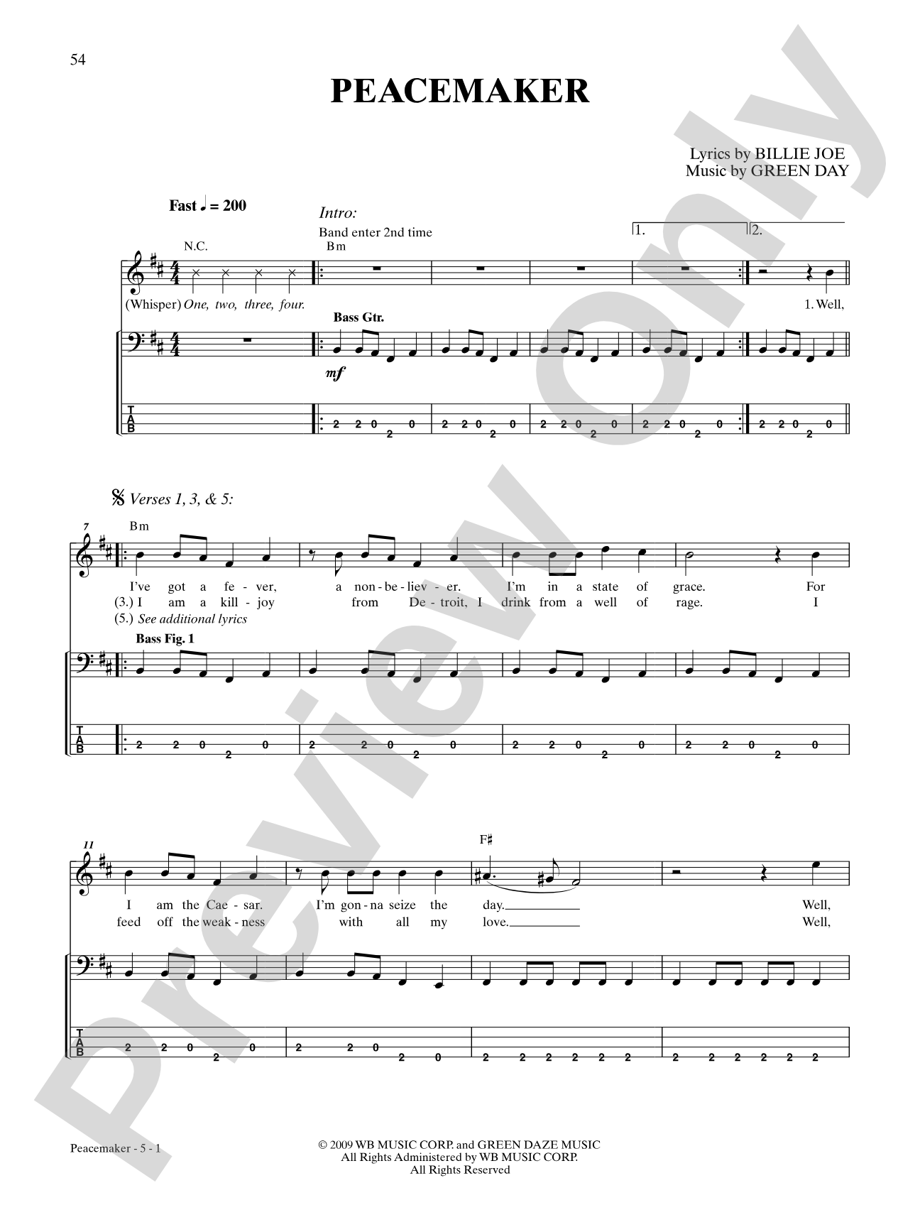 Peacemaker: Bass TAB