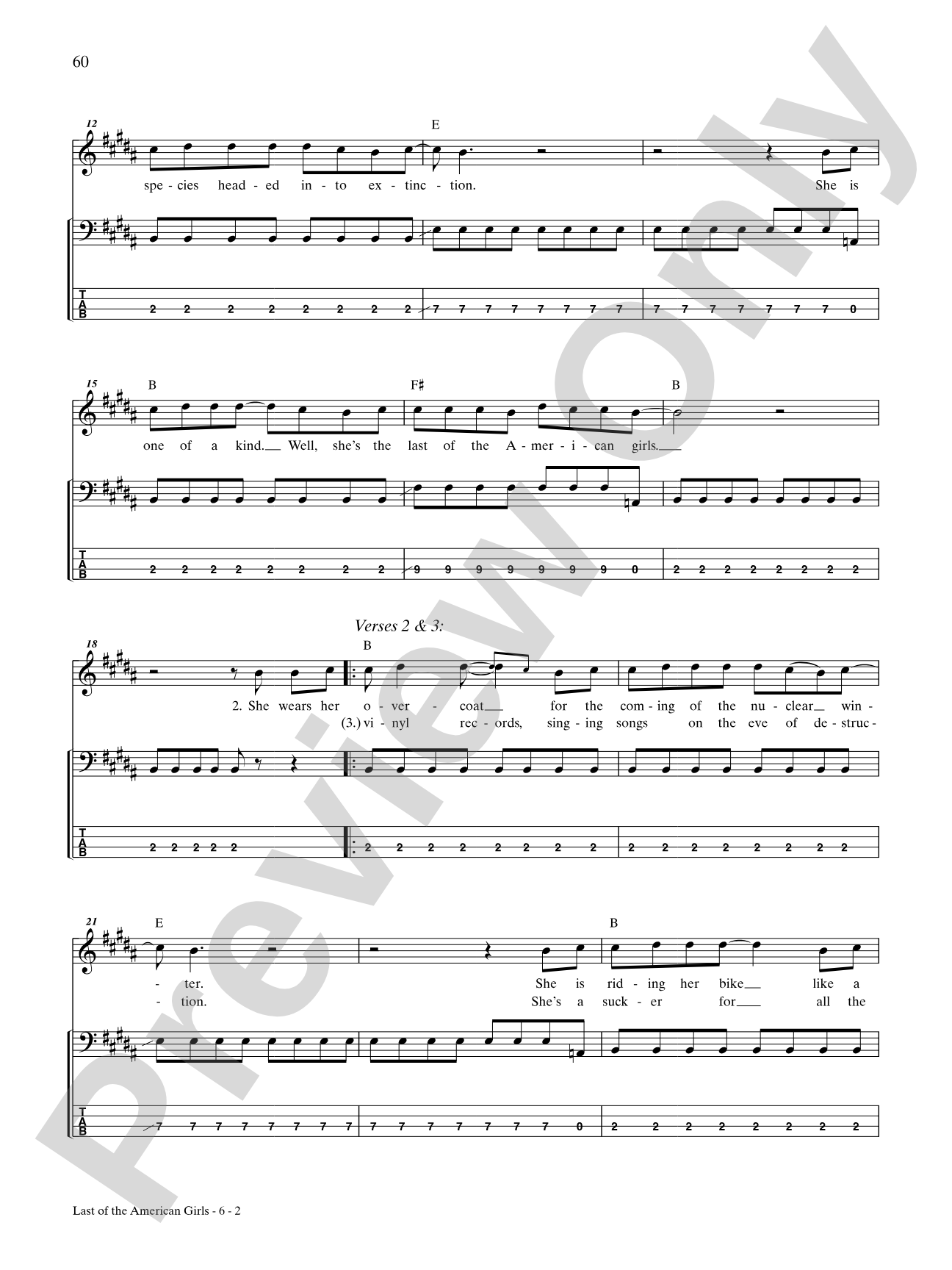 Last of the American Girls: Bass TAB