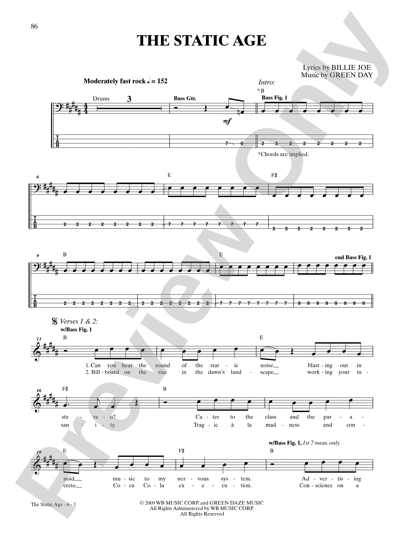 The Static Age: Bass TAB