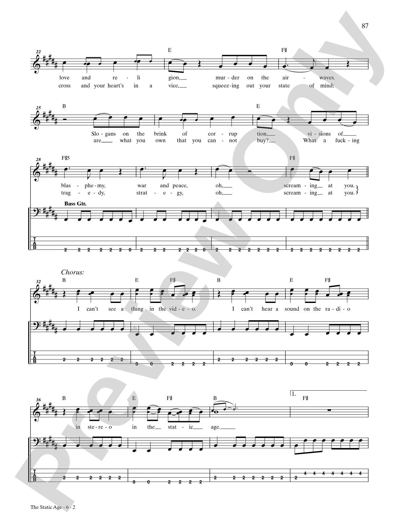 The Static Age: Bass TAB