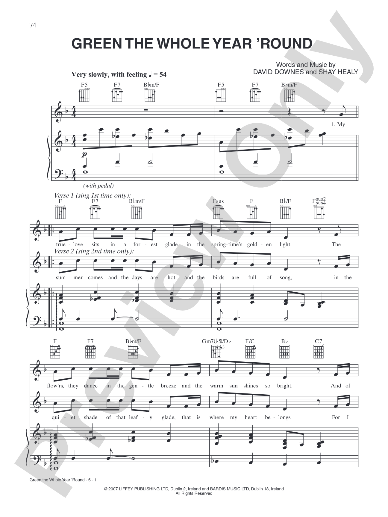 Green the Whole Year 'Round: Piano/Vocal/Chords
