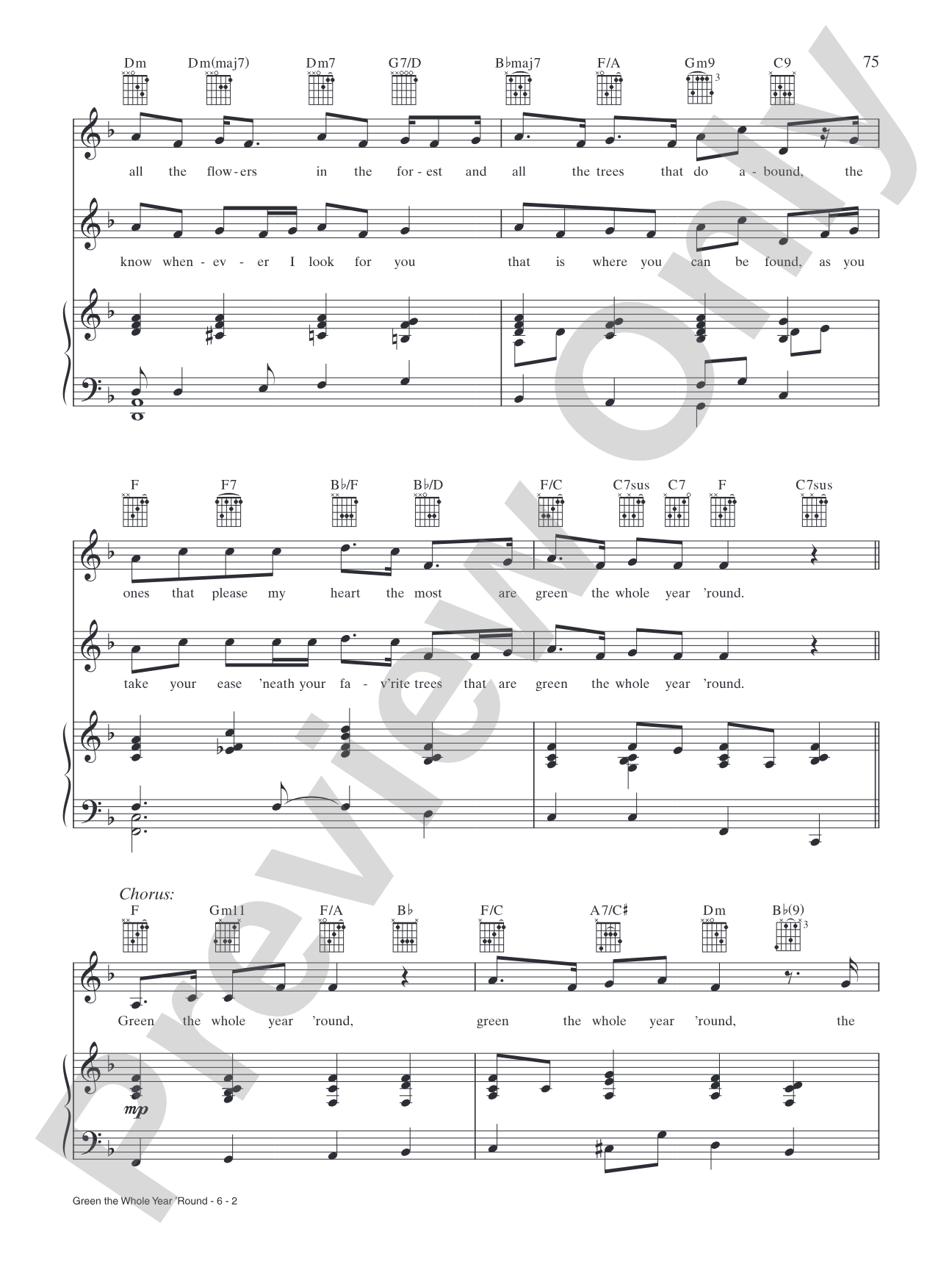 Green the Whole Year 'Round: Piano/Vocal/Chords