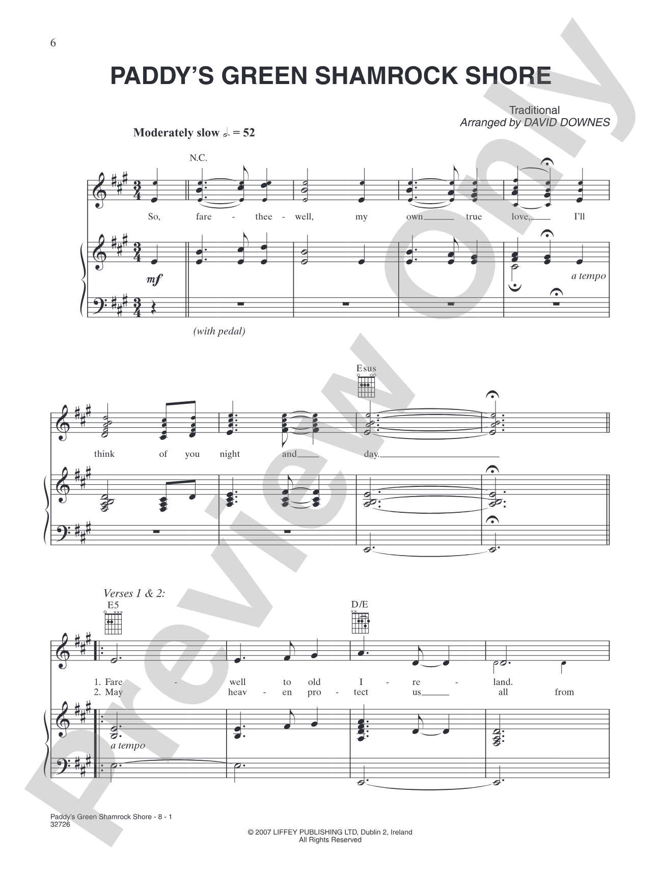 Paddy's Green Shamrock Shore: Piano/Vocal/Chords