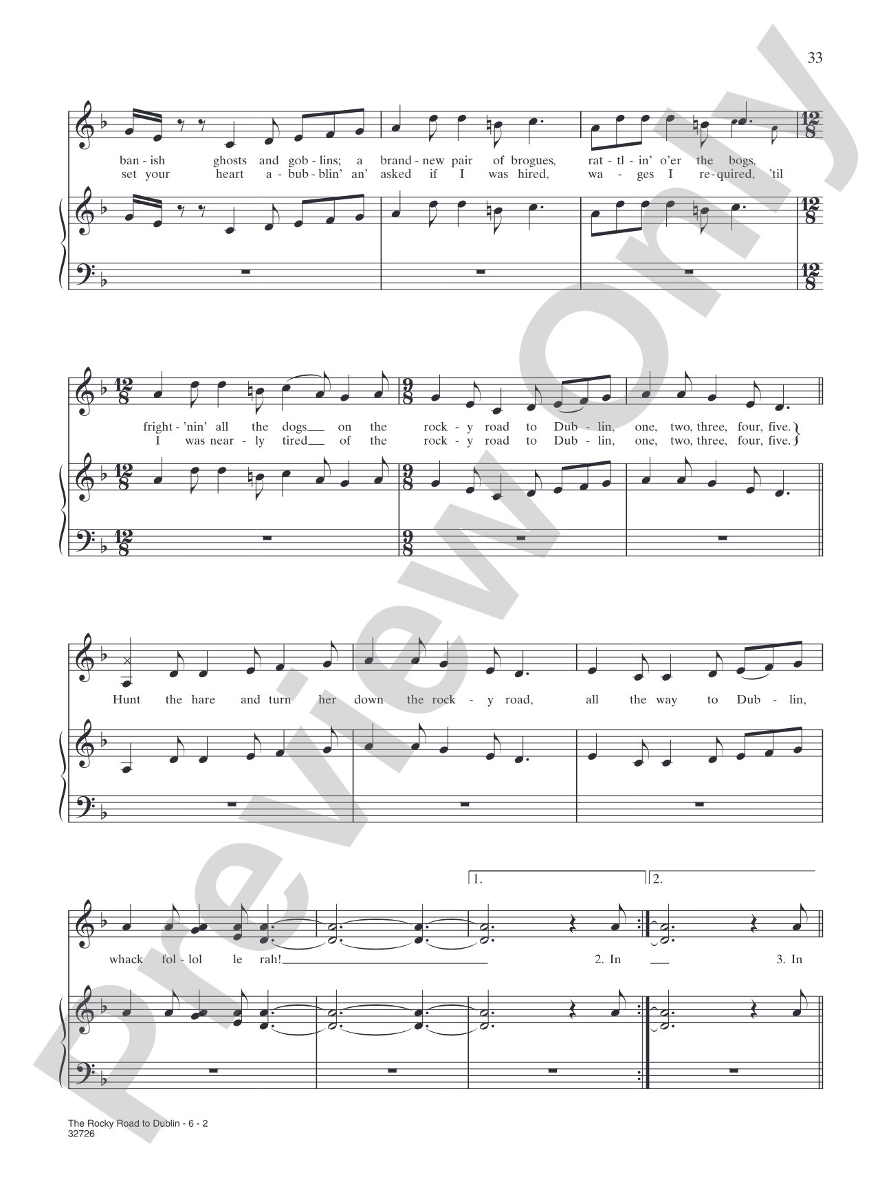 The Rocky Road to Dublin: Piano/Vocal/Chords