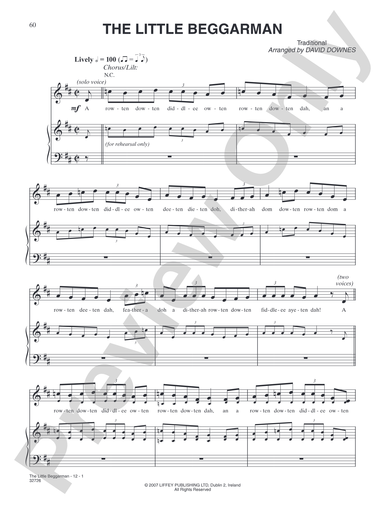 The Little Beggerman: Piano/Vocal/Chords