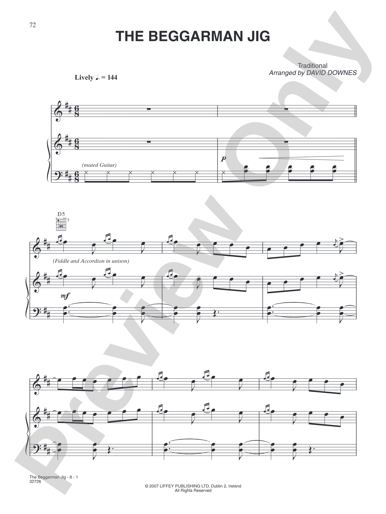 The Beggerman Jig: Piano/Vocal/Chords