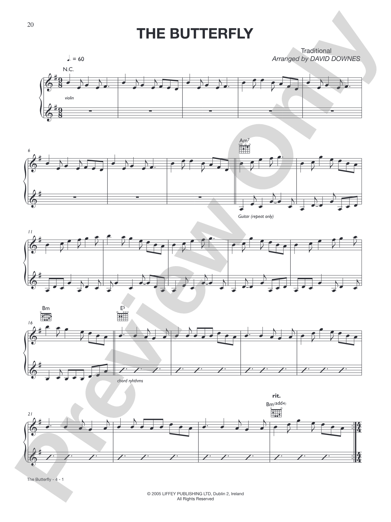 The Butterfly: Piano/Vocal/Chords