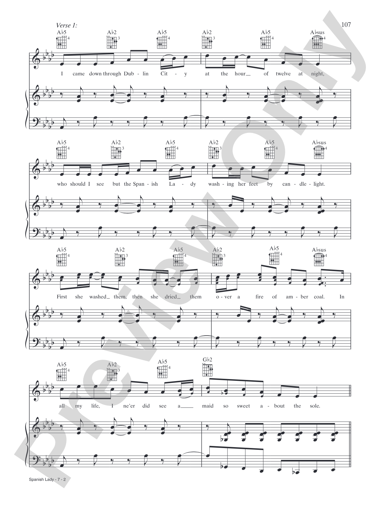 Spanish Lady: Piano/Vocal/Chords