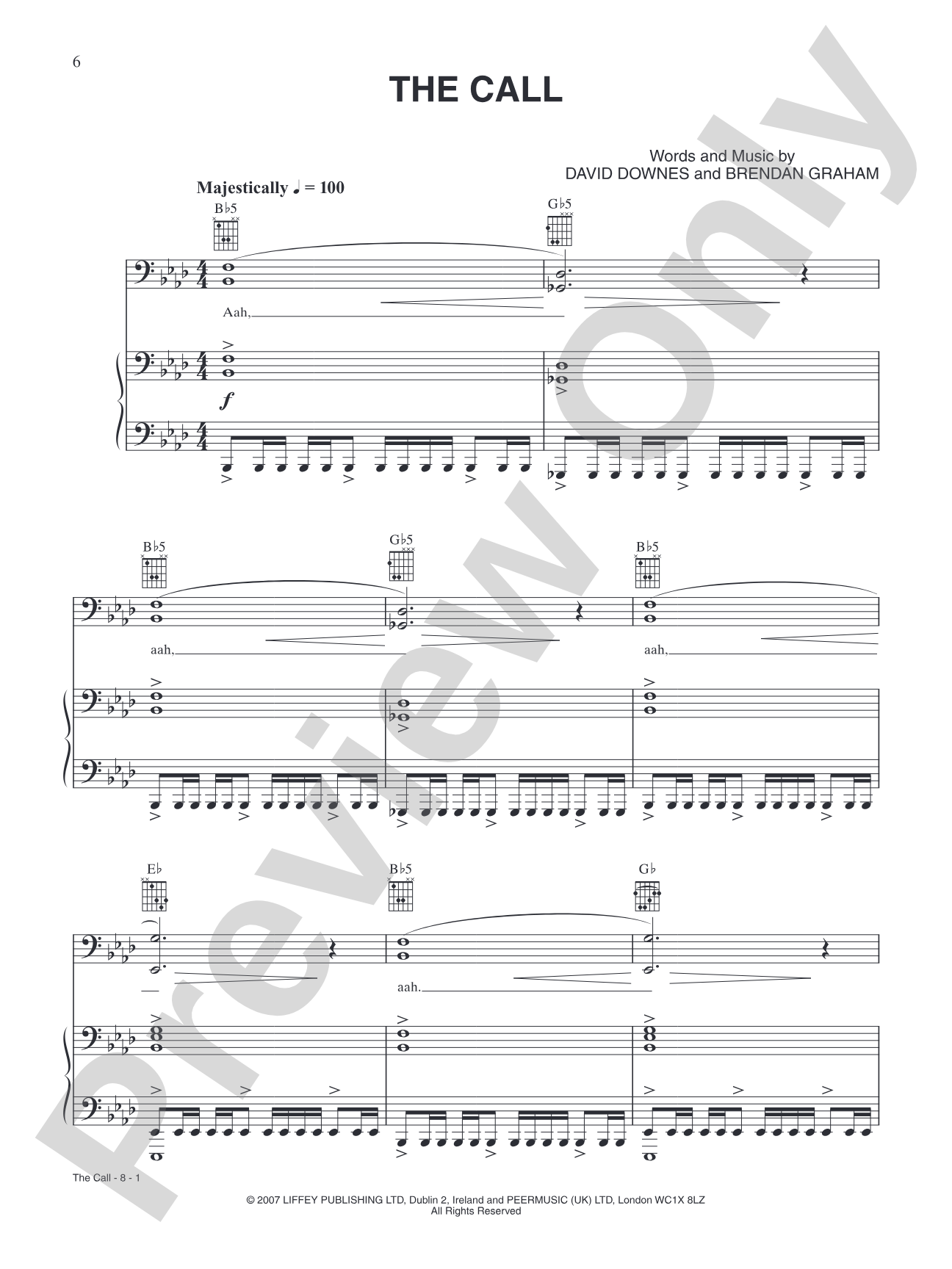 The Call: Piano/Vocal/Chords