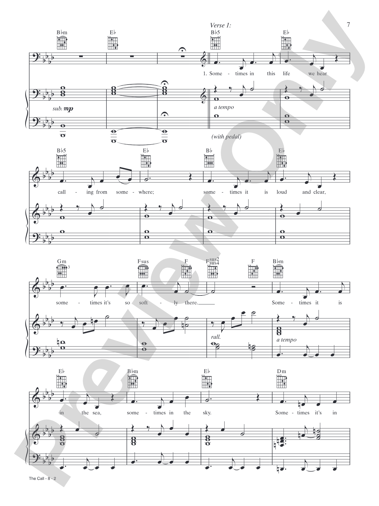 The Call: Piano/Vocal/Chords