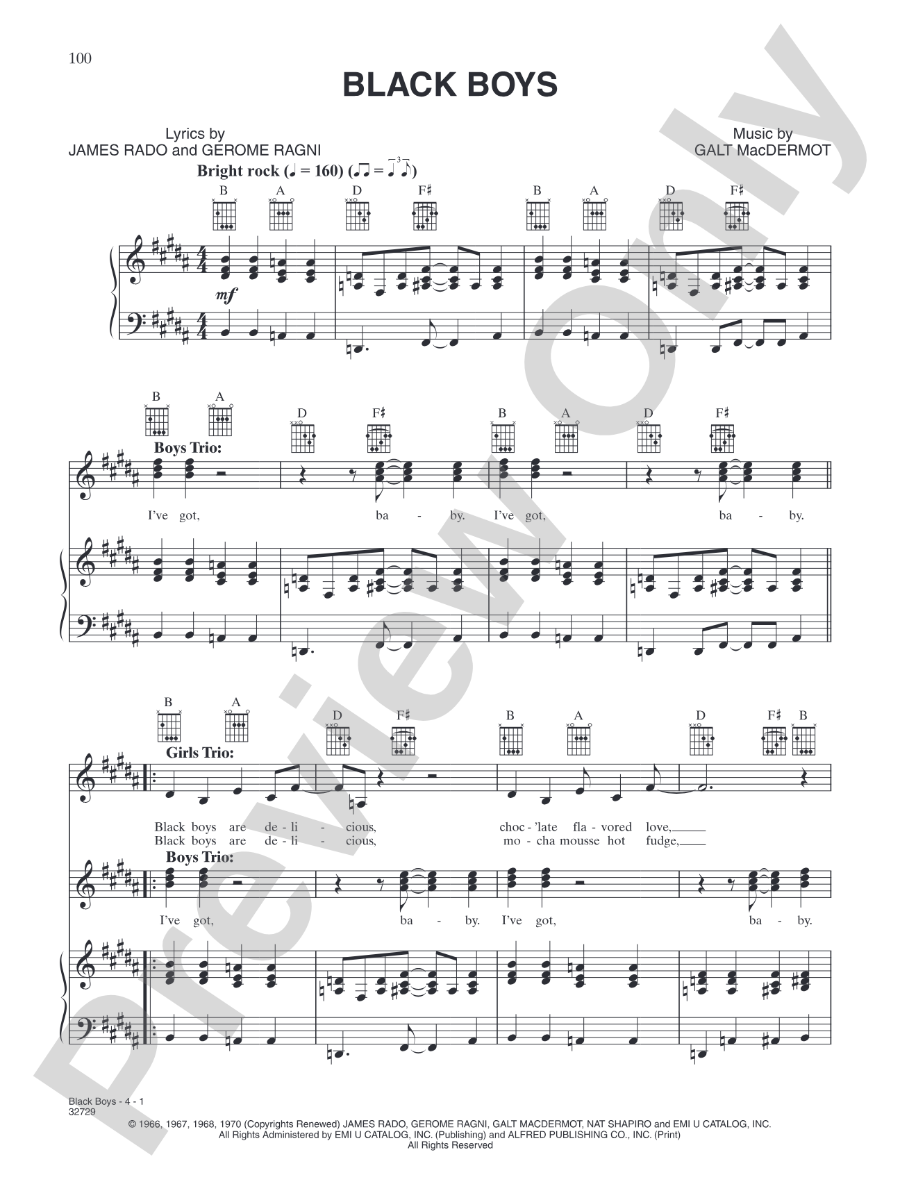 Black Boys (from "Hair"): Piano/Vocal/Chords